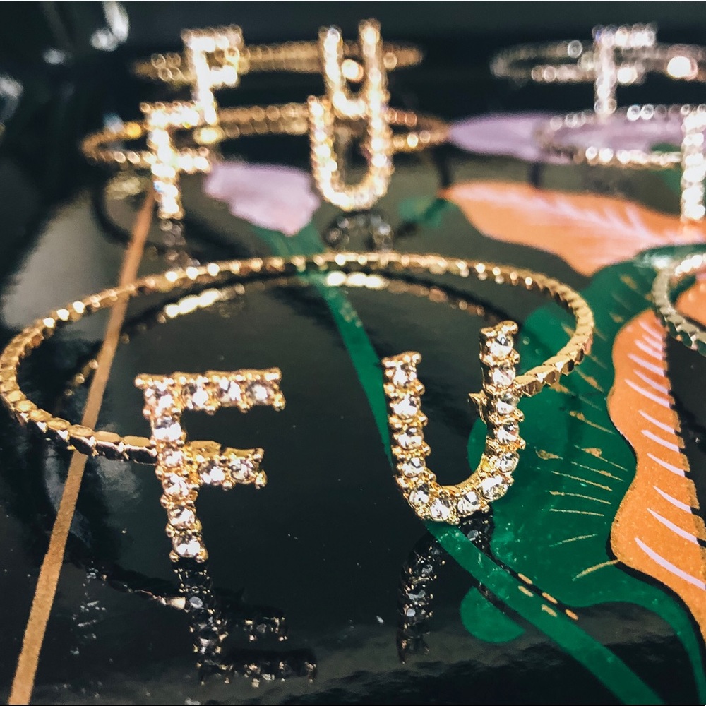 Gold F U Bracelet Cuff